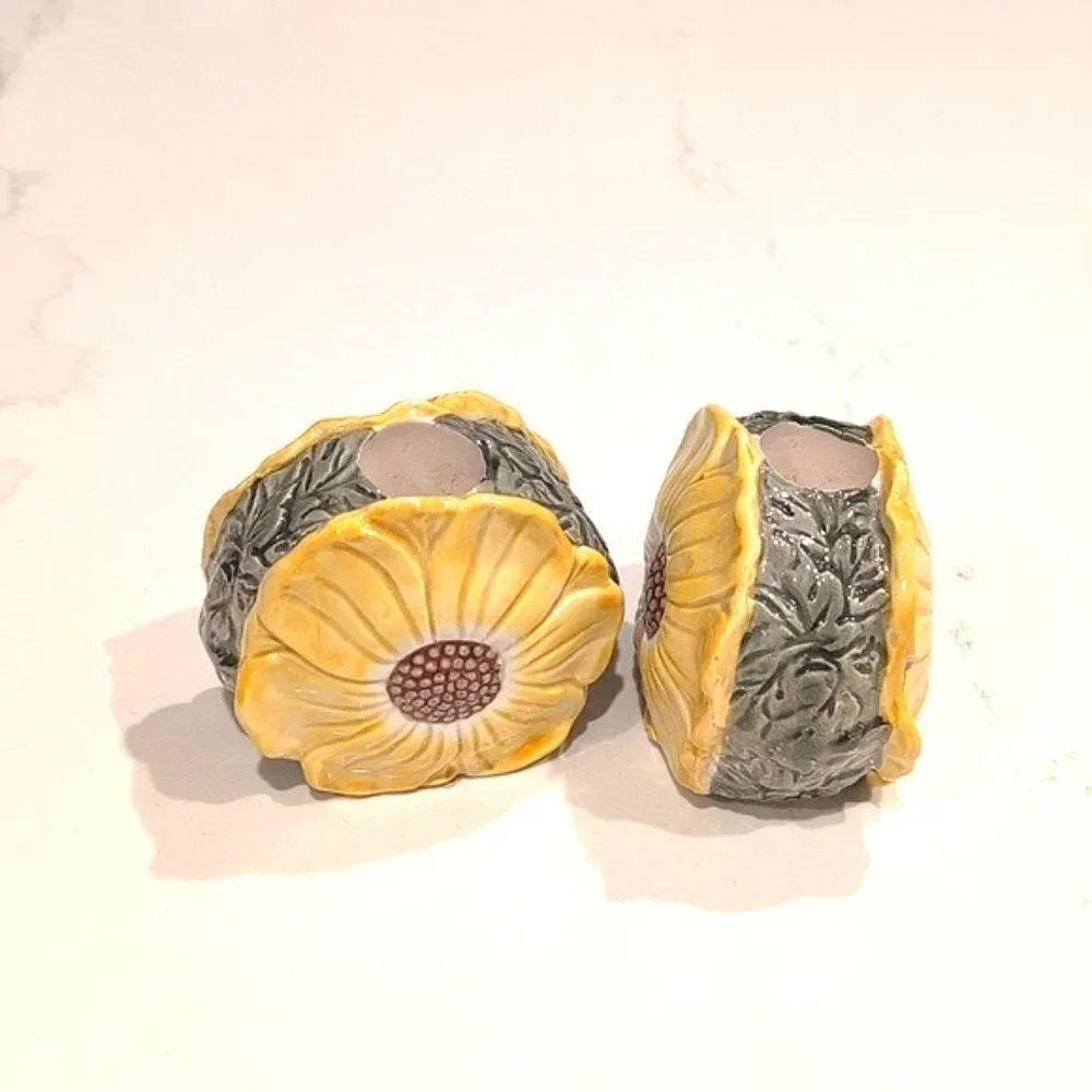 Vintage Figural Sunflower Candleholders, Set of 2 Made in Japan
